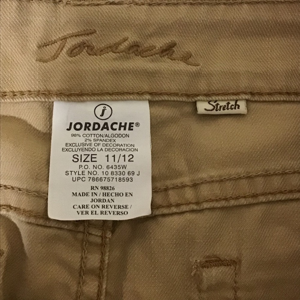 Jordache Khaki Stretch Skirt Juniors Size 11 12 Frayed Hem Embroidered Pockets - Picture 4 of 7